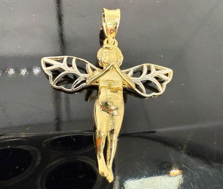 Prachtige 14 karaats gouden engel hanger, Ophalen of Verzenden, Nieuw, Goud, Goud