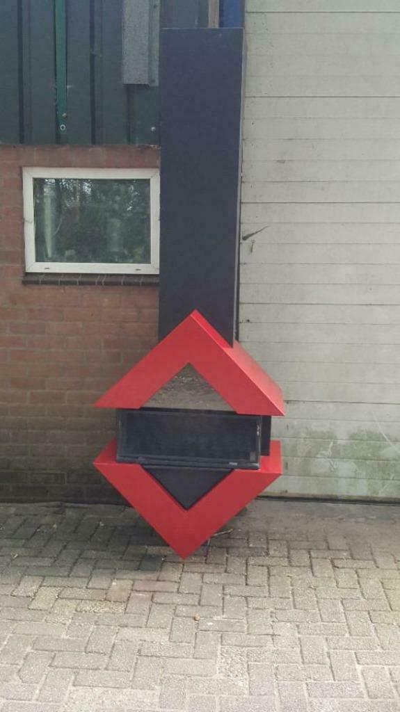 !!! design houtkachel Boley !!!      uniek model vrijstaand, Huis en Inrichting, Kachels, Ophalen, Gebruikt, Hout, Vrijstaand