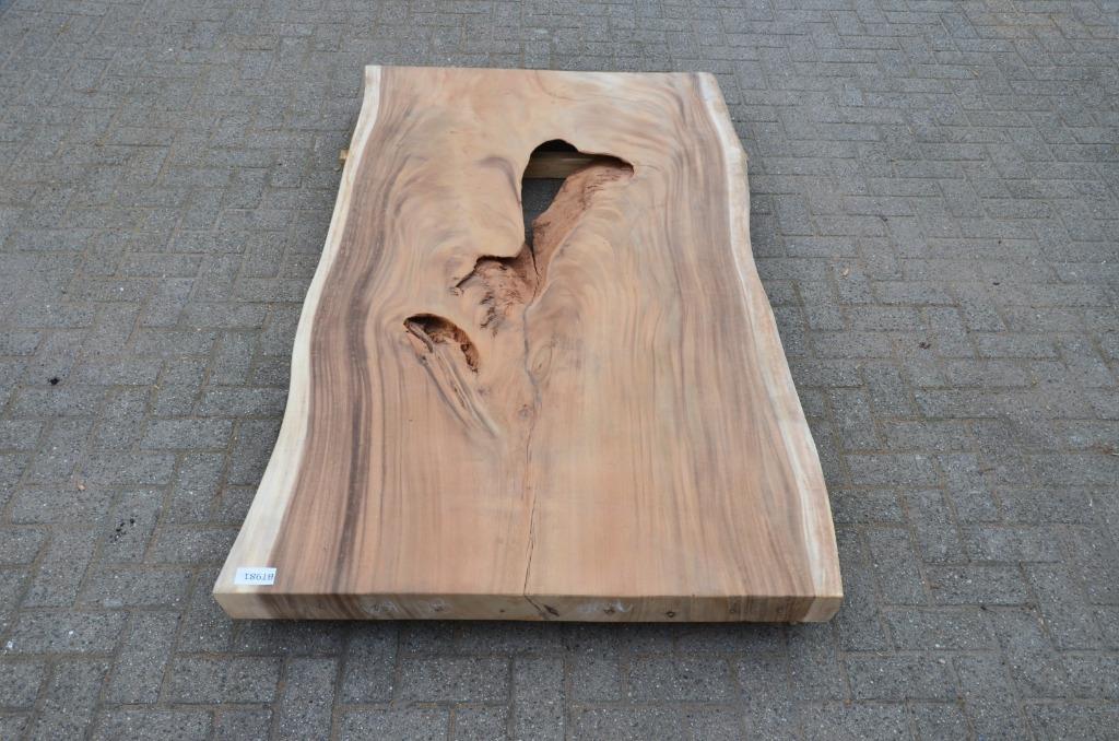 Suar boomstamtafel 200 cm bt 981 – 2 meter boomstamtafel, 100 tot 150 cm, Ophalen of Verzenden, Vijf personen of meer, Rechthoekig