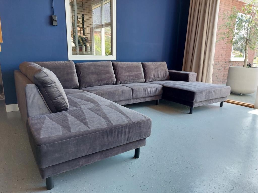 Gloednieuwe U bank XL hoekbank Velvet 20 kleuren, Ophalen, Vierpersoons of meer, 300 cm of meer, Nieuw