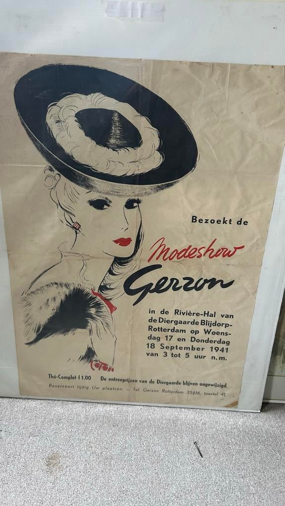 Vintage Gerzon Modeshow Affiche 1941, Ophalen of Verzenden