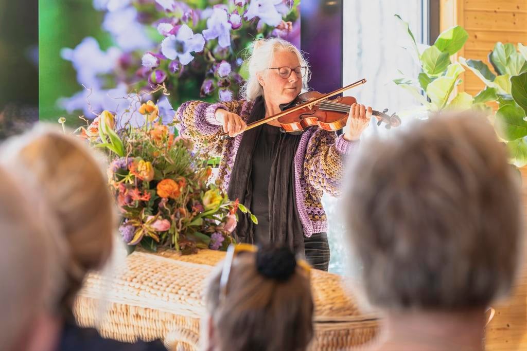 Violiste speelt live muziek bij uitvaart, Solo-artiest