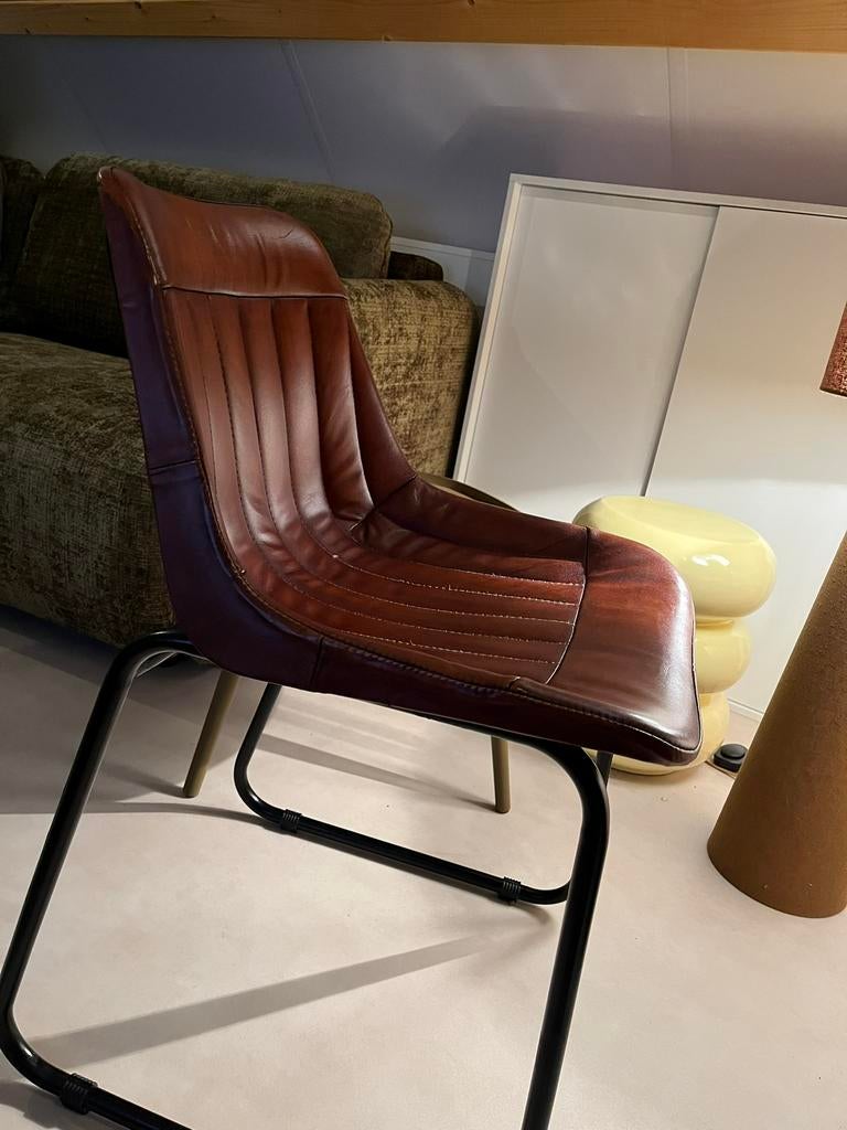 Leren stoel van Riverdale, Huis en Inrichting, Stoelen, Ophalen of Verzenden, Bruin, Eén