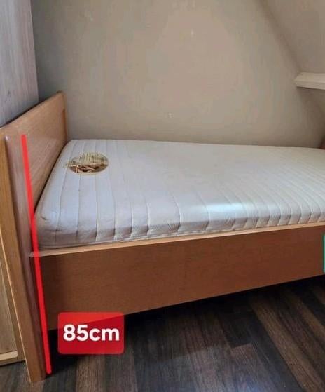 Elektrisch verstelbaar bed & matras– Eastborn 90x200 cm, Ophalen, Verstelbaar, Eenpersoons, Licht hout