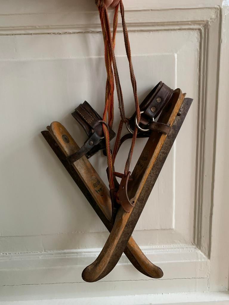 Oude Poolster houten onderbind schaatsen doorlopers, Ophalen of Verzenden