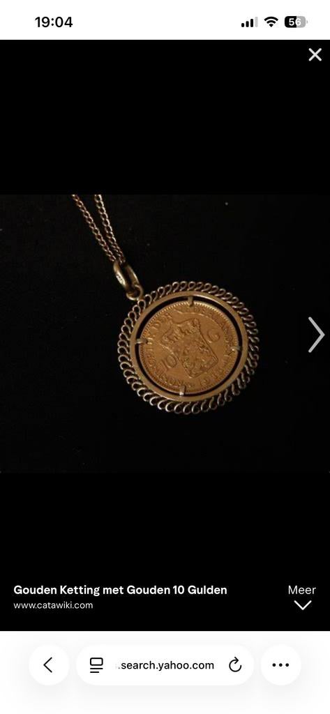Gestolen gouden 10 gulden ketting familie erfstuk, Ophalen of Verzenden, Gebruikt, Goud, Met edelsteen