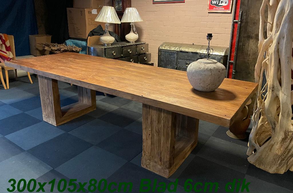 Eetkamer tafels tot 3 meter lang van oude tropisch hout, Ophalen, Oordeelsestraat 58 5111PL Baarle Nassau, Kei-goed.be, Rustiek