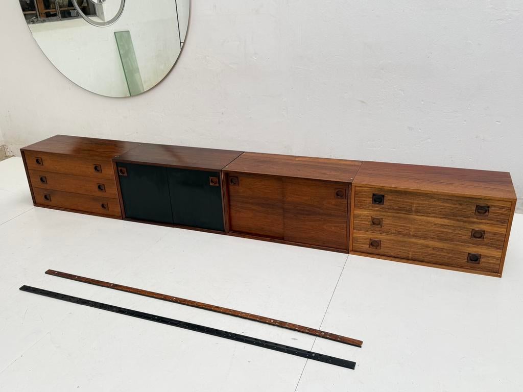 SUPER XL Vintage Zwevend Modulair Dressoir Danmark Design, Ophalen, Gebruikt, 300 cm of meer, Minder dan 100 cm