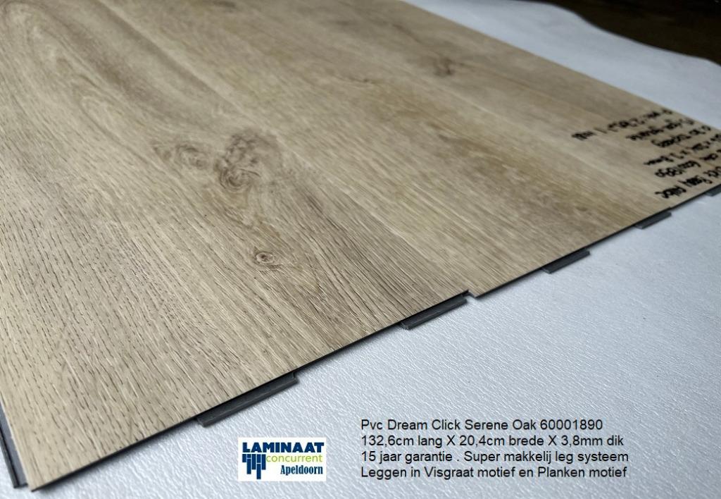 Pvc dream click Serene Oak 60001890 Natuur Eik €16,95m2, 75 m² of meer, Nieuw, Ophalen of Verzenden, Pvc click light natuur eik