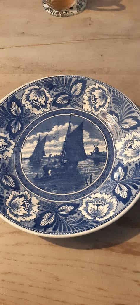 Delfts Blauw Bord met Zeilschip, Ophalen of Verzenden