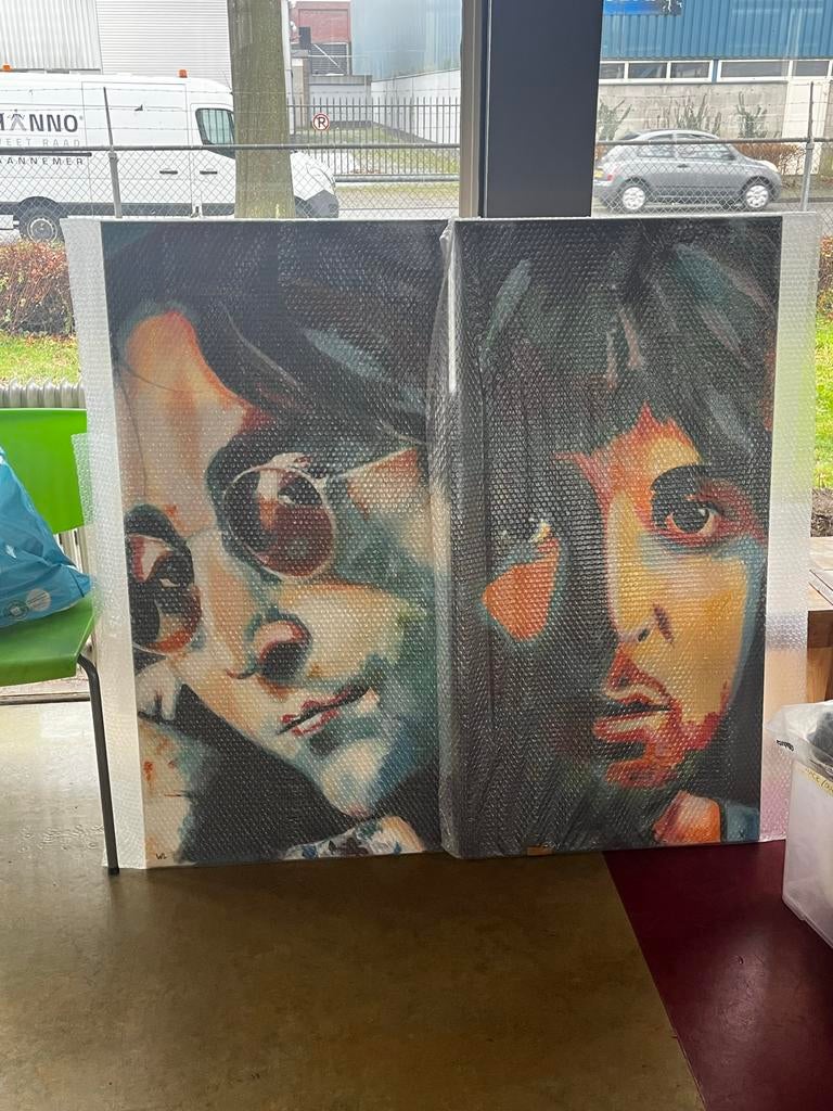 Set Schilderij John Lennon & Paul McCartney - Beatles, Antiek en Kunst, Ophalen