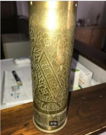 trench art WOI-granaathuls (2stuks), Ophalen of Verzenden, Landmacht, Nederland