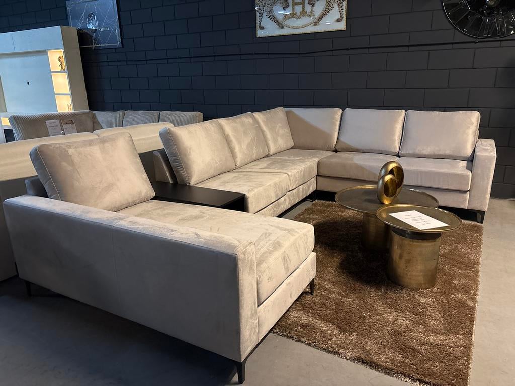 Luxe Ruime Hoekbank Velvet stof, Huis en Inrichting, Banken | Bankstellen, 100 tot 125 cm, Hoekbank, 300 cm of meer, Ophalen of Verzenden