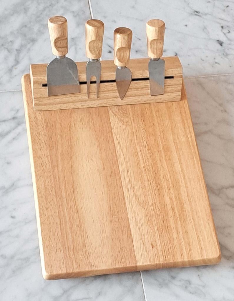 GROTE Kaasplank met bestek  - Houten serveerplank, Ophalen of Verzenden, Zo goed als nieuw