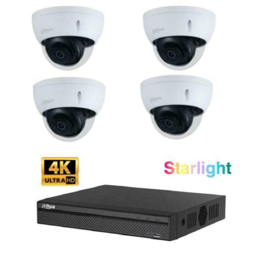 8MP Dahua IP POE Starlight camera set / 4CH NVR+4x cameras, Ophalen of Verzenden, Nieuw, Buitencamera