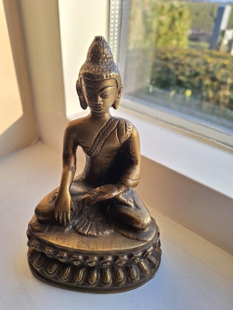 Bronzen Boeddha beeld, Huis en Inrichting, Woonaccessoires | Boeddhabeelden, Gebruikt, Ophalen of Verzenden