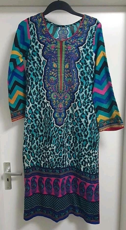 Katoenen Kamiz Kurta - Maat S, Gedragen, Indian, Blauw, Ophalen of Verzenden, Zo goed als nieuw
