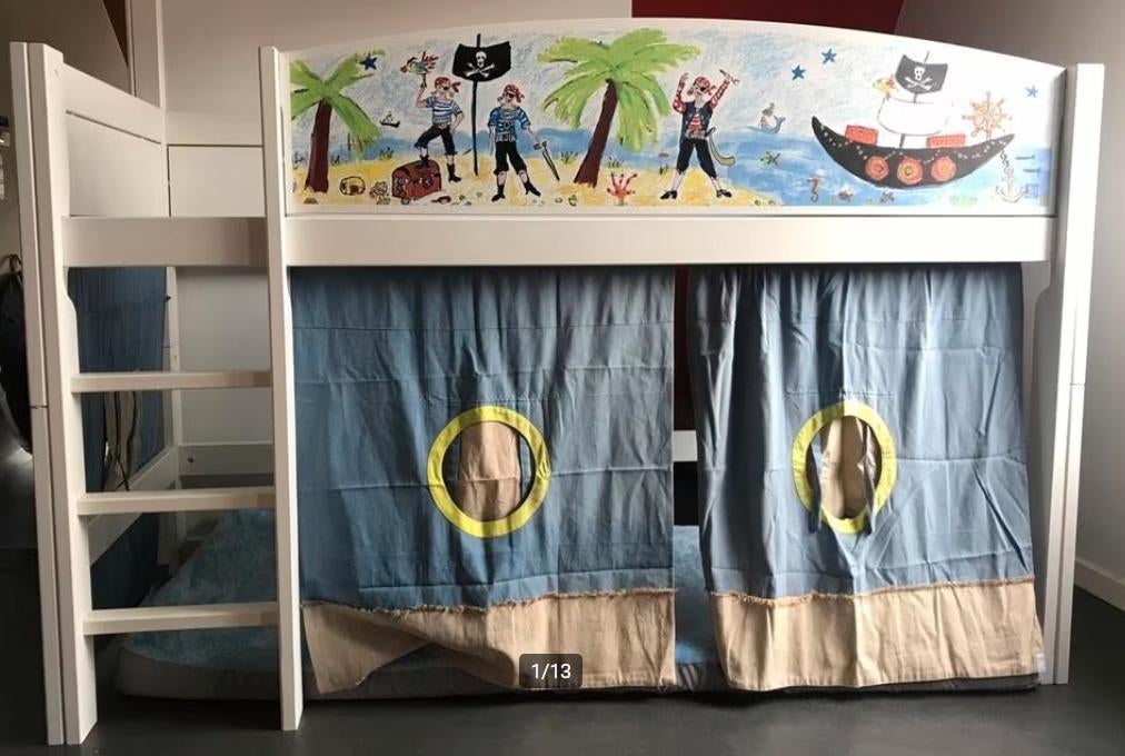 Lifetime halfhoogslaper piraten, Kinderen en Baby's, Kinderkamer | Bedden, Ophalen, 85 tot 100 cm, Zo goed als nieuw, 180 cm of meer