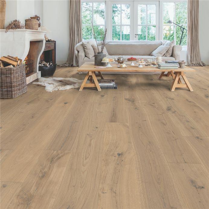 Lamel Parket Click Light Natuur oiled 14mm vooraf geolied, Parket, 75 m² of meer, Nieuw, Beige