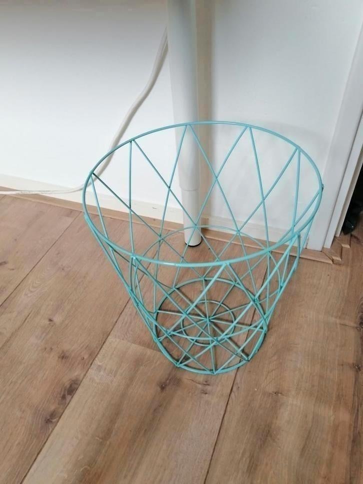 mintgroene draadmand prullenmand, Overige materialen, Gebruikt, Mand, Rond