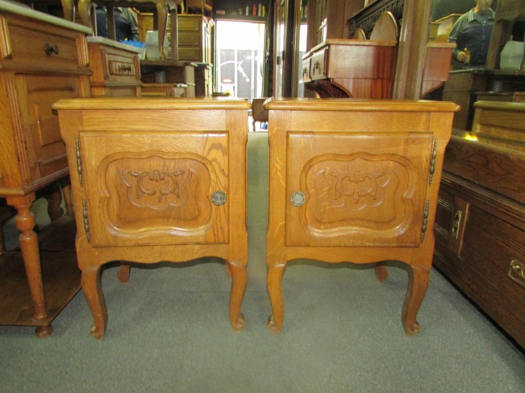 Barok eiken set  nachtkastjes  in queen anne stijl 150,00, Zo goed als nieuw, 45 tot 65 cm, Hout, 55 tot 70 cm