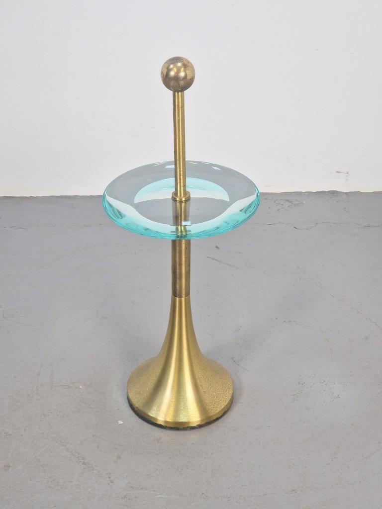 Vintage Fontana Arte Side Table messing glas 1960 Italy, Minder dan 55 cm, Gebruikt, Vintage mid century design, Metaal of Aluminium
