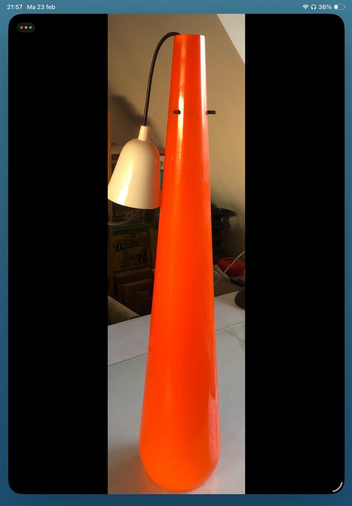 Vintage Oranje Murano Lamp, Ophalen, Gebruikt, 50 tot 75 cm, Glas
