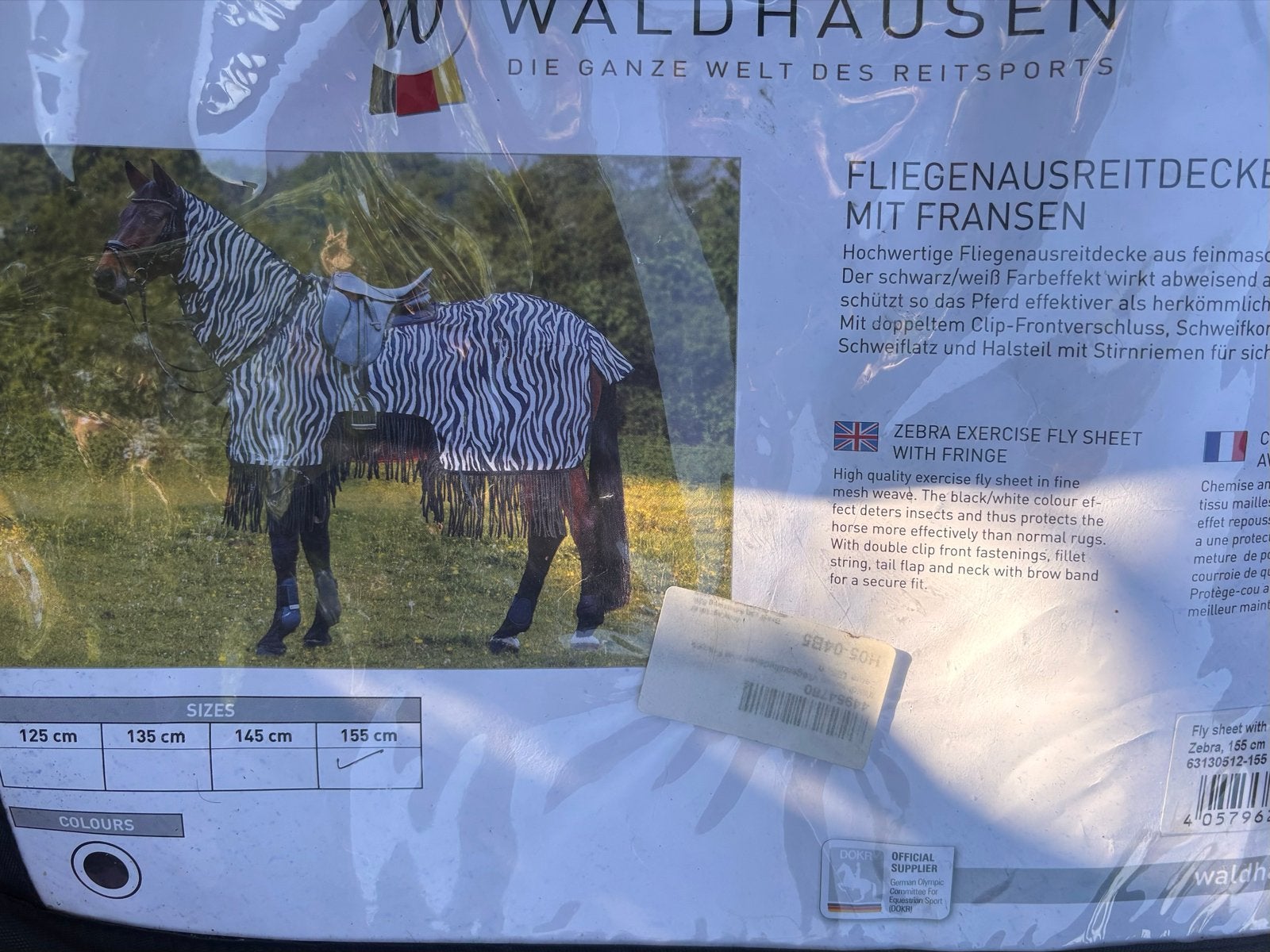Vliegen uitrijdeken zebra, Dieren en Toebehoren, Overige merken, Vliegendeken, Ophalen of Verzenden, Full (L)