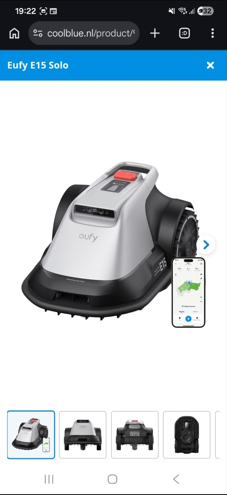 Eufy E15 Solo Robotmaaier - Slim en Efficiënt Maaien, Ophalen, Zo goed als nieuw, 20 tot 25 cm, Met regensensor