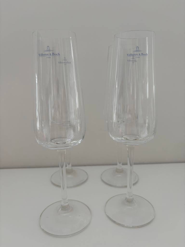 Set van 4 Villeroy & Boch champagne-/sektglazen, Ophalen of Verzenden, Zo goed als nieuw, Overige typen