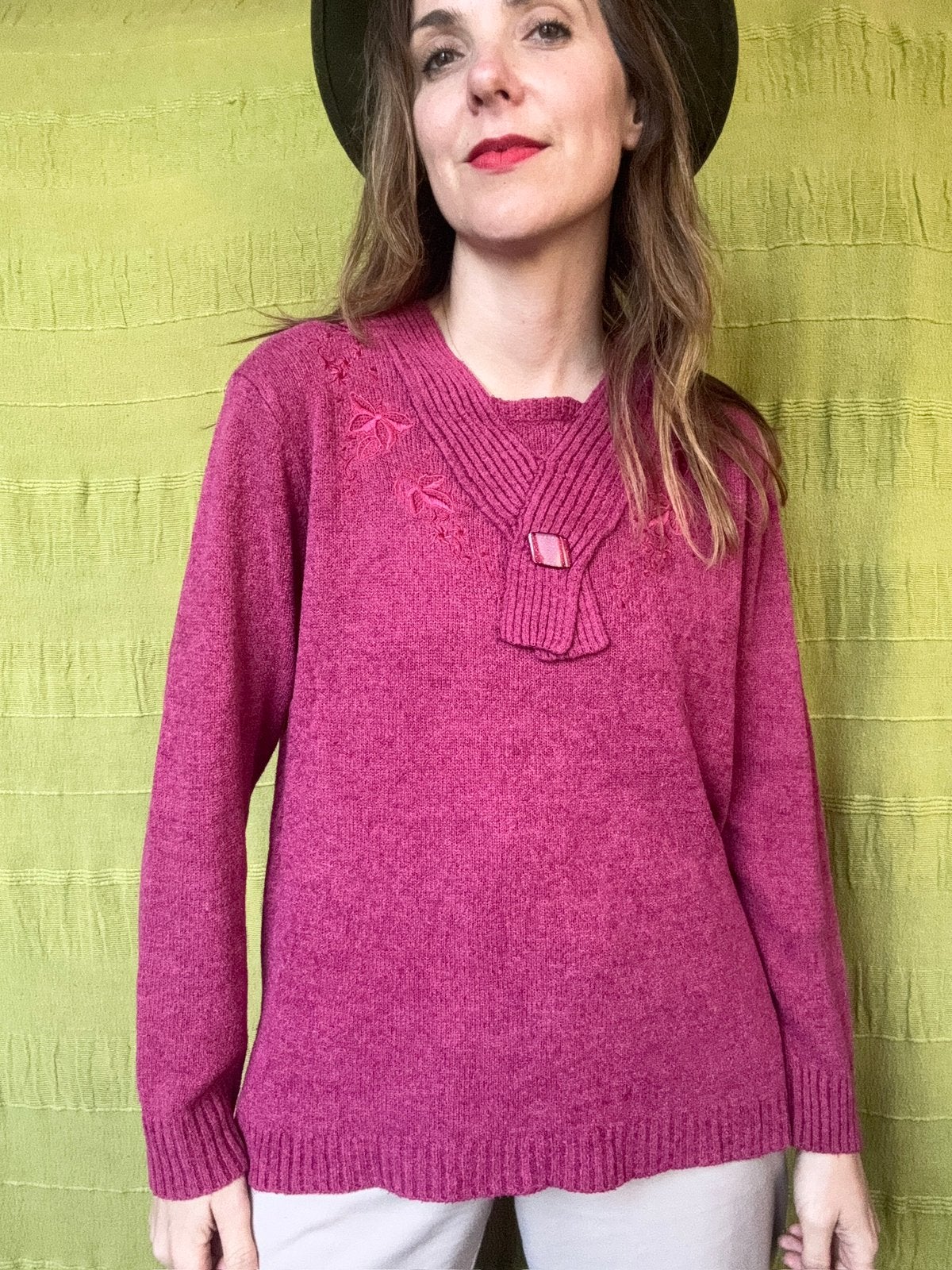 Vintage trui / knitwear - roze - jaren 90 - M/38/medium, Kleding | Dames, Maat 38/40 (M), Hgv, Hgv, Ophalen of Verzenden