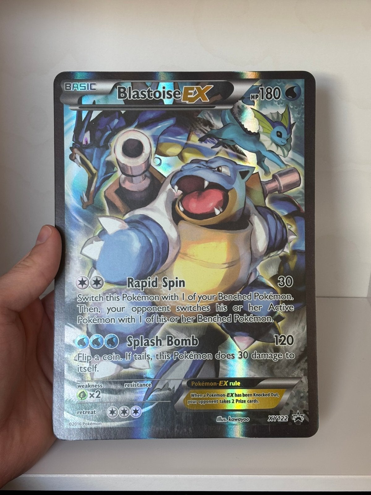 Blastoise EX XY112 black star promo - oversized, Hobby en Vrije tijd, Verzamelkaartspellen | Pokémon, Ophalen of Verzenden, Zo goed als nieuw