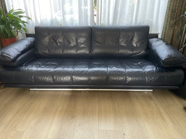 Rolf Benz 6500 lederen bankstel, Ophalen, Gebruikt, Driepersoons, Rechte bank