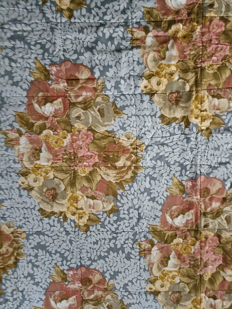 Vintage sprei deken in roze bruin bloemen print 190 x 150 cm, Huis en Inrichting, Ophalen of Verzenden, Gebruikt, Tweepersoons