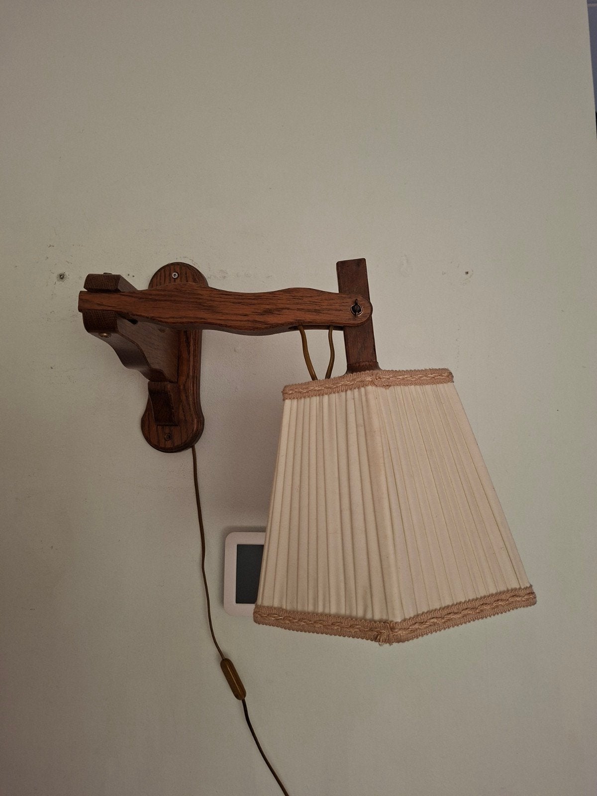 Vintage houten wandlamp, Ophalen of Verzenden