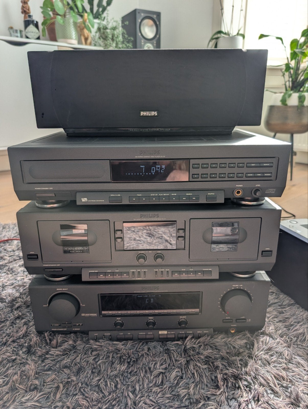 Philips FR 931 Receiver met CD-speler en Cassettedeck, Audio, Tv en Foto, Ophalen, Philips, Gebruikt, Cassettedeck