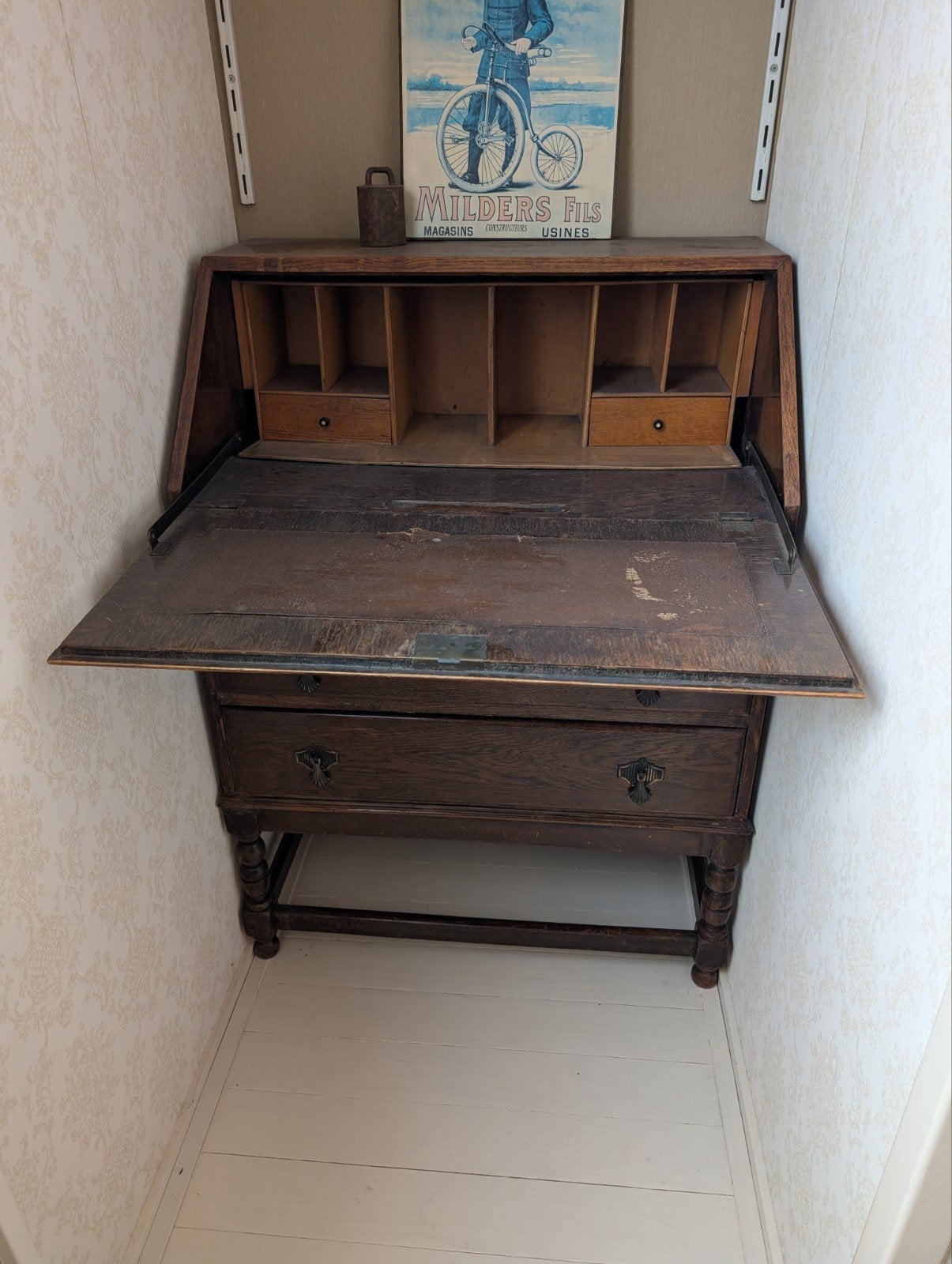 Vintage antieke secretaire bureau, Huis en Inrichting, Kasten | Secretaires, Ophalen, Gebruikt