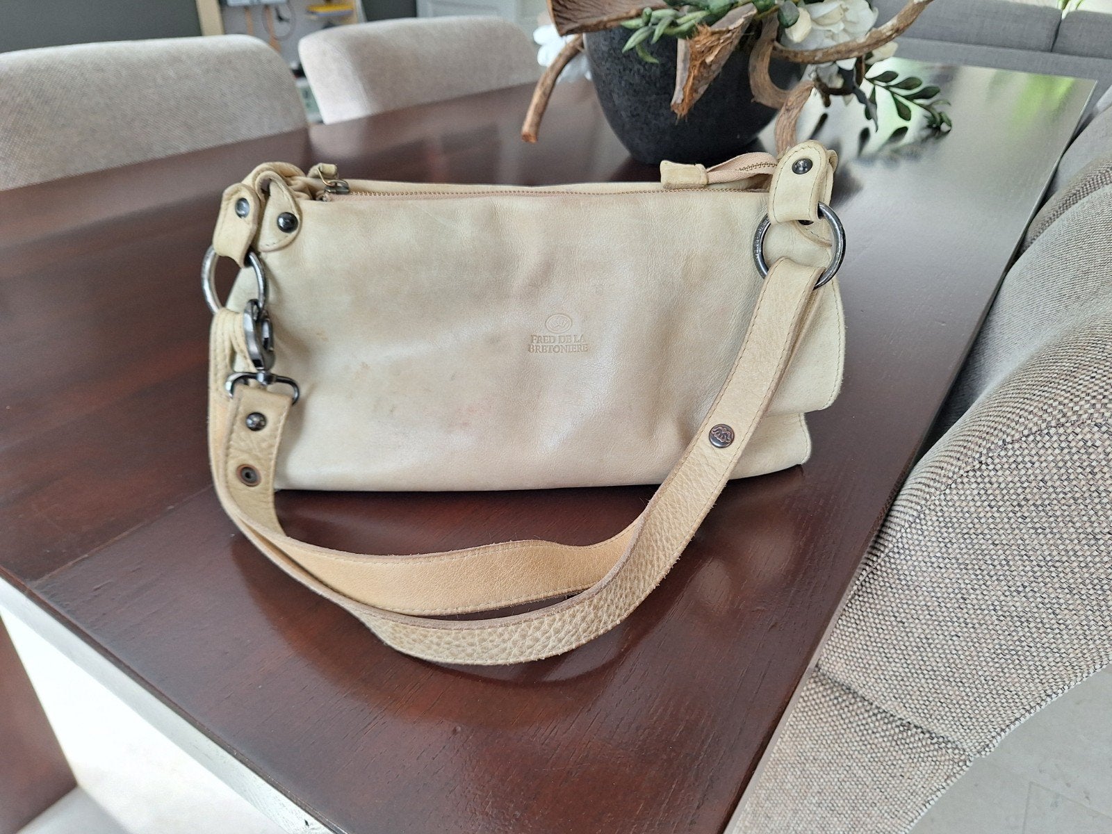 handtas Fred de la Bretoniere, Ophalen of Verzenden, Gebruikt, Beige, Handtas