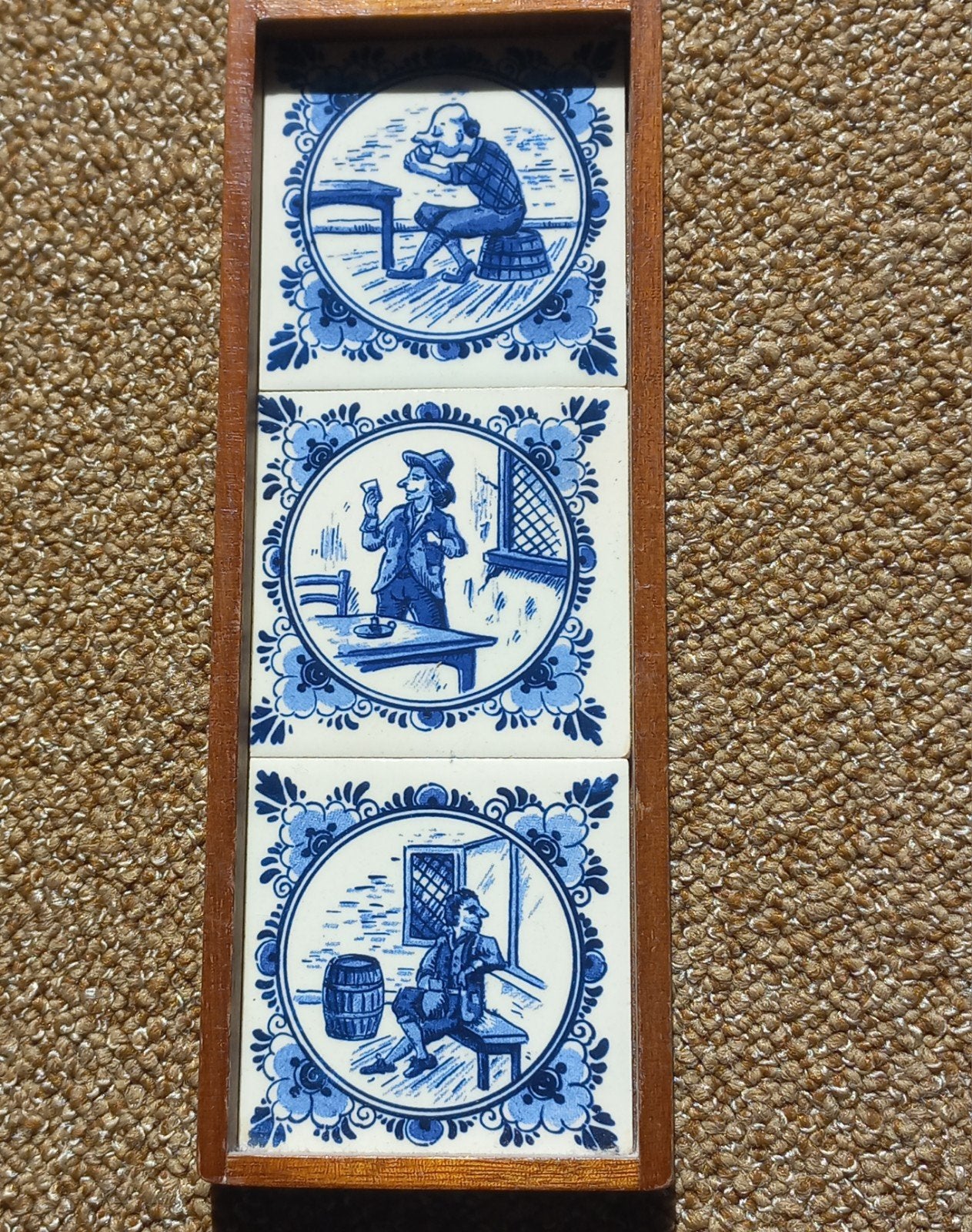 Delfts blauw tegeltableau met houten lijst, Antiek en Kunst, Antiek | Wandborden en Tegels, Ophalen of Verzenden