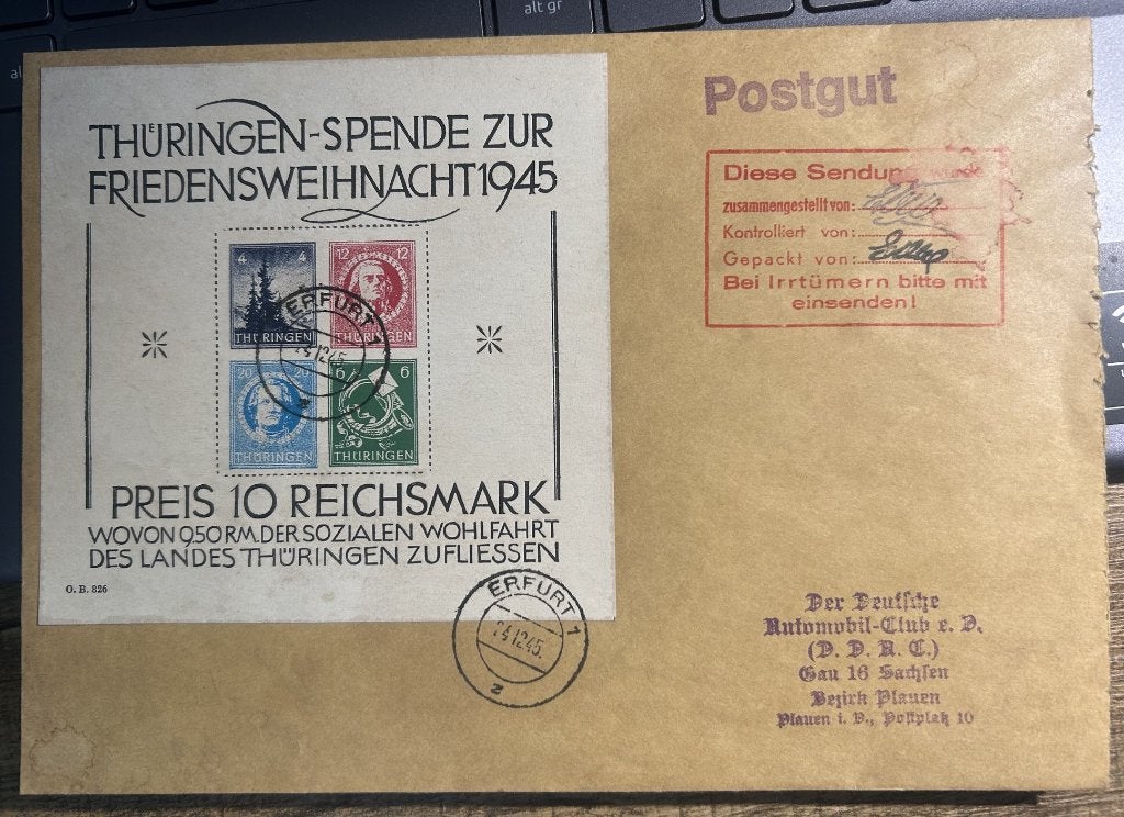 Duitsland Thuringen het Blok 2 1945, Postzegels en Munten, Verzenden, Overige periodes, Gestempeld