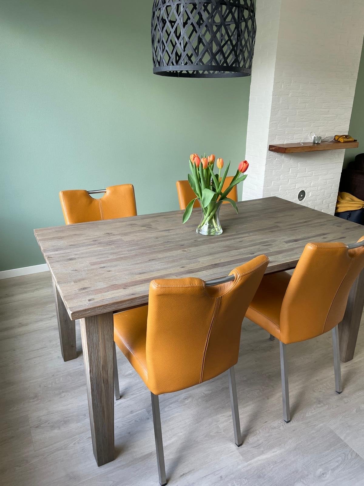 Robuuste houten eettafel, Ophalen, Gebruikt, 100 tot 150 cm, 50 tot 100 cm
