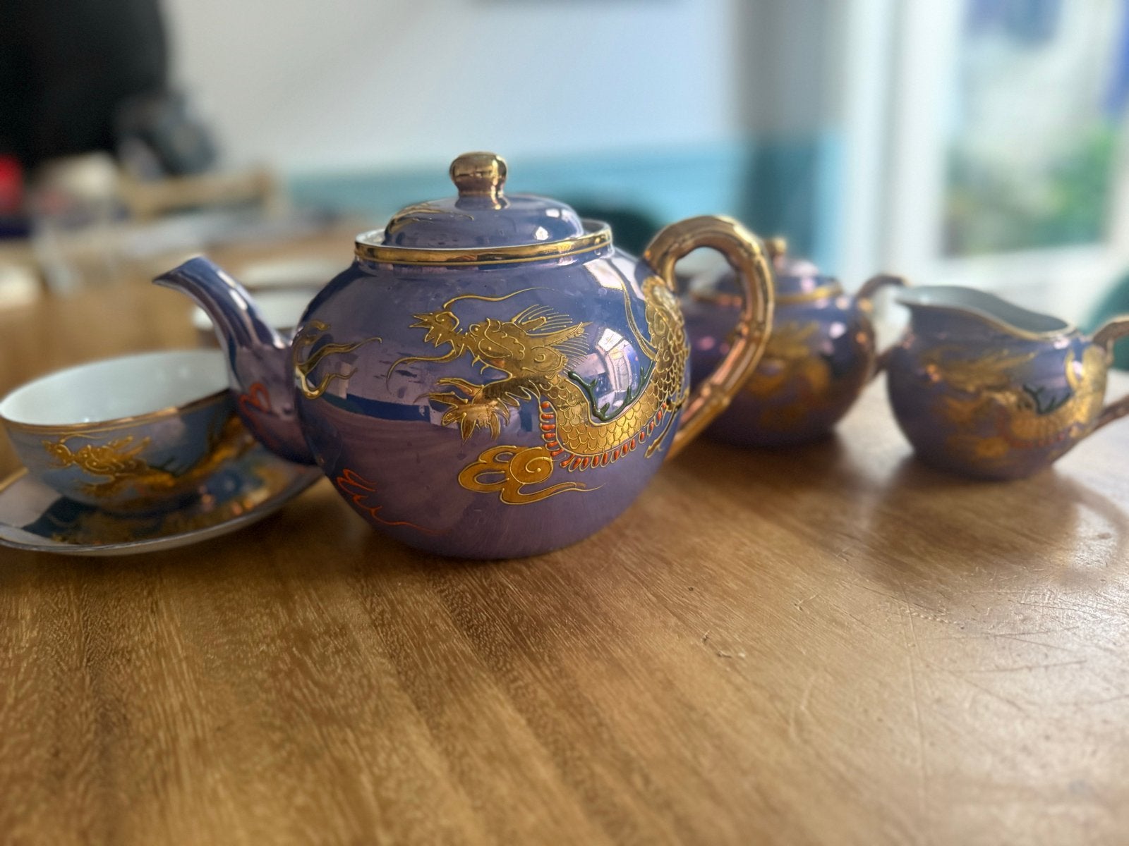 Japans Dragonware Porseleinen Theeset - Kobaltblauw & Goud, Ophalen of Verzenden