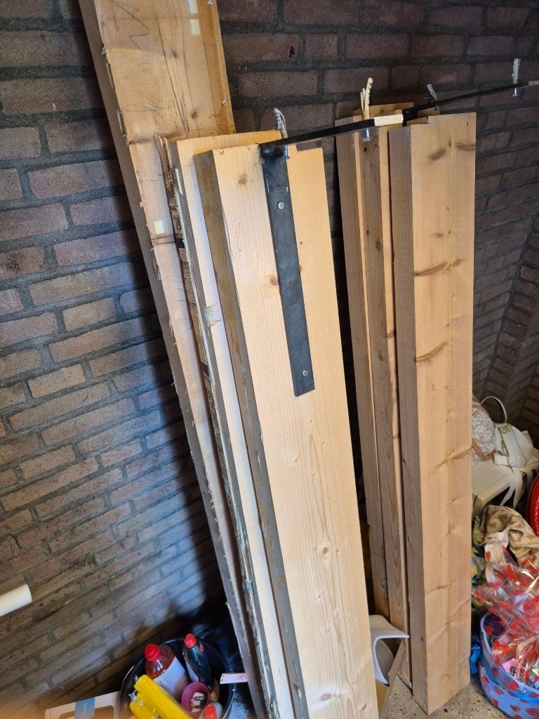 8x vuren houten balken 20cm dik, Doe-het-zelf en Verbouw, Hout en Planken, Ophalen, Gebruikt, 50 mm of meer, Balk