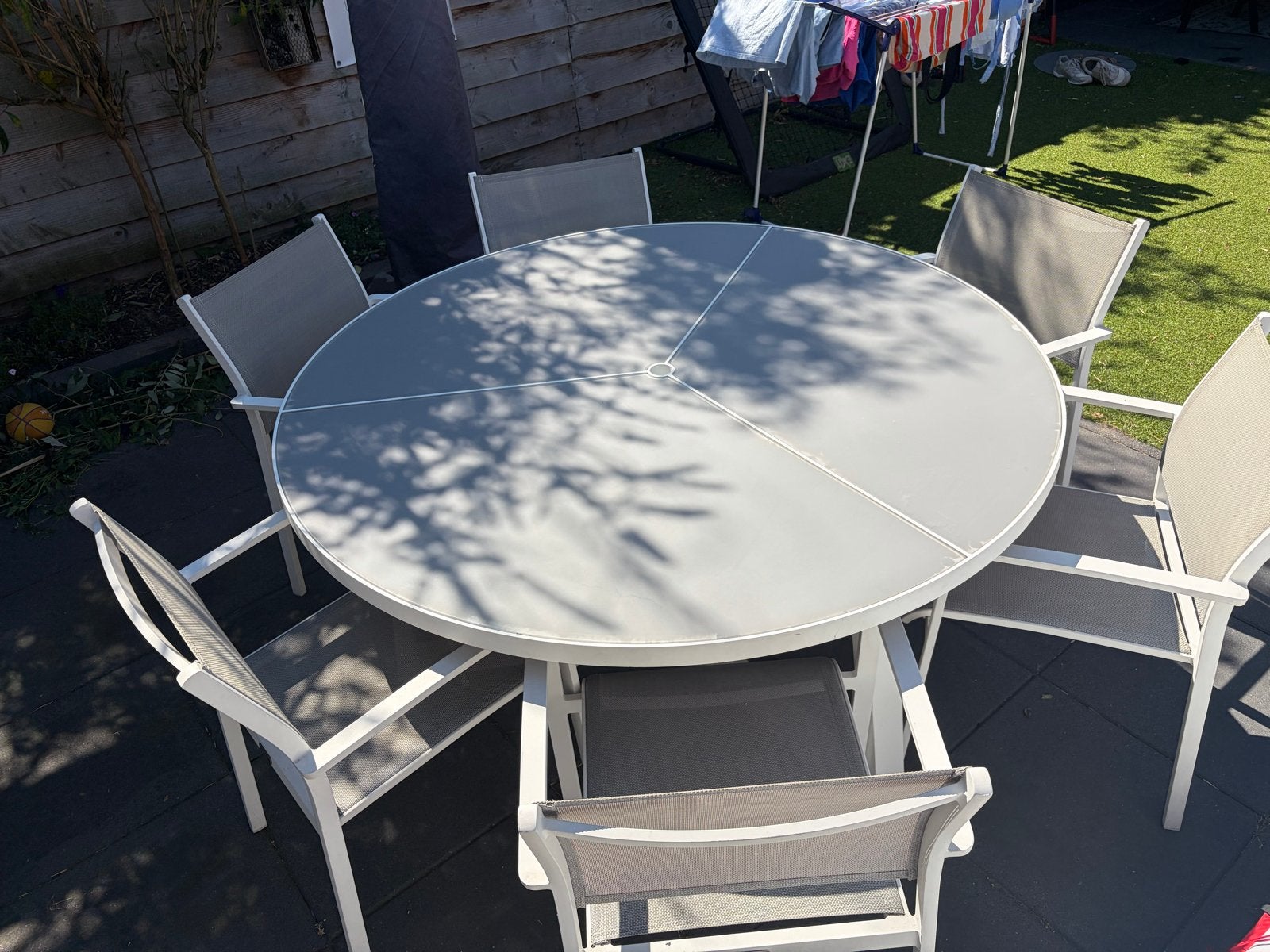 Ronde tuinset met 6 stoelen, Ophalen, Gebruikt, Eettafel, 6 zitplaatsen