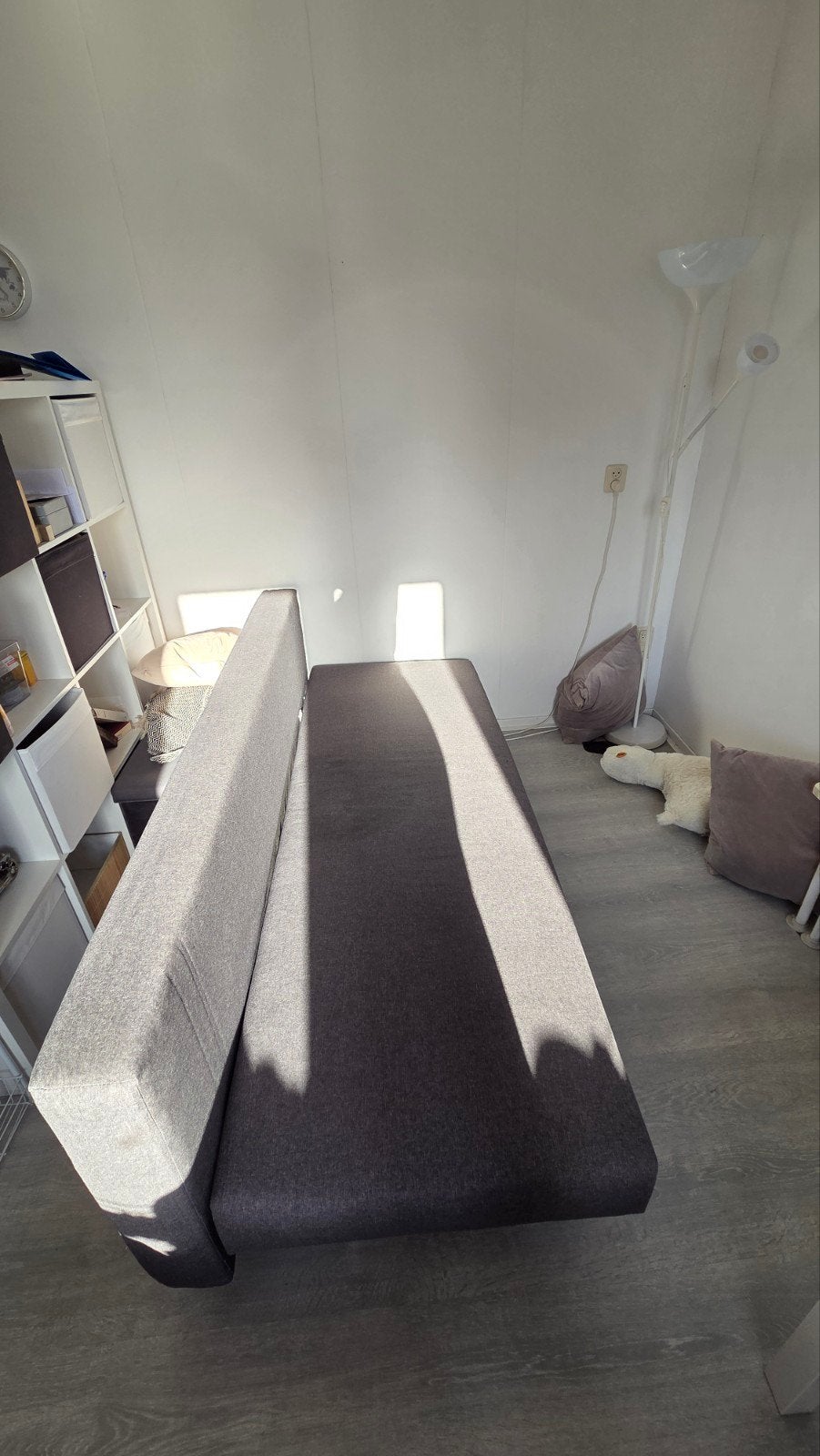 Bedbank met opbergruimte - Grijs, Huis en Inrichting, Slaapkamer | Slaapbanken, Ophalen, Gebruikt, Tweepersoons, Overige maten