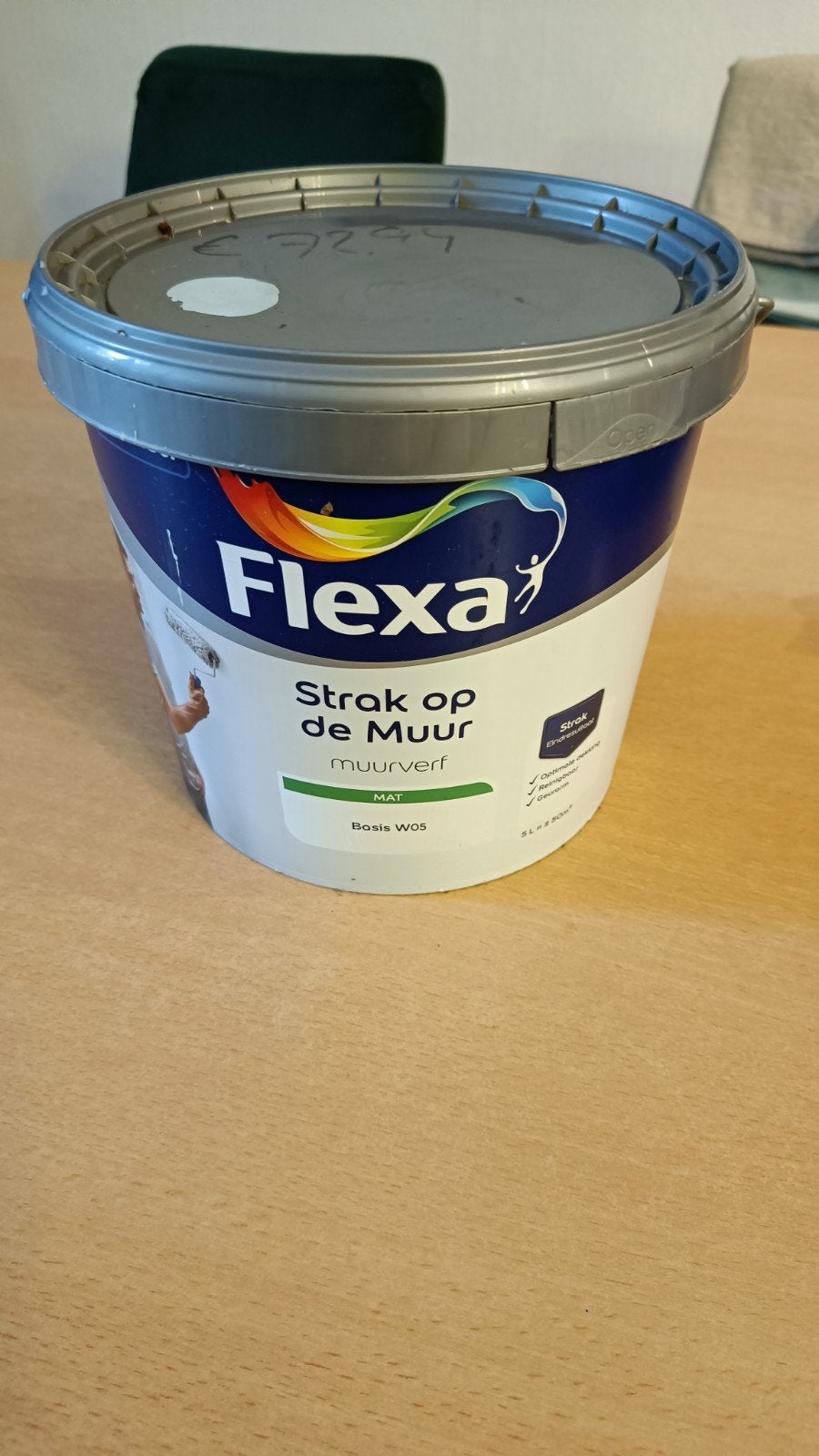 Flexa Strak op de Muur 10L - Licht Groengrijs (Mat), Ophalen, 5 tot 10 liter, Nieuw, Verf