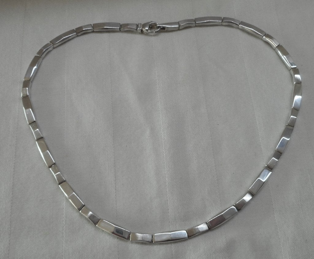 Prachtig zilveren massief modernist collier nr.053, Verzenden, Zo goed als nieuw, Zilver, Zilver