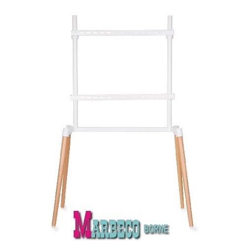 TV Vloerstandaard, TV Standaard, 4-poot, Staal, Hout, Wit, Audio, Tv en Foto, Televisiebeugels, Nedis, Nieuw, Info@marbeco.nl