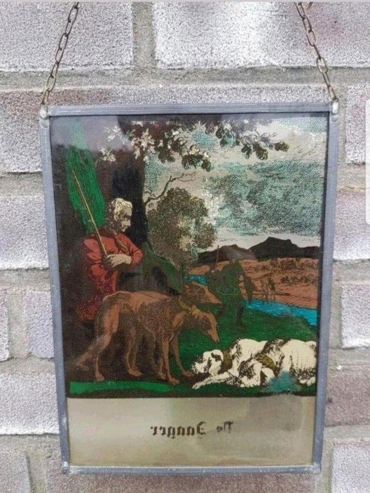 Prachtig antiek hangend glaswerk jager jagers jacht jagen

T, Ophalen of Verzenden, Zo goed als nieuw, Hert, Overige typen