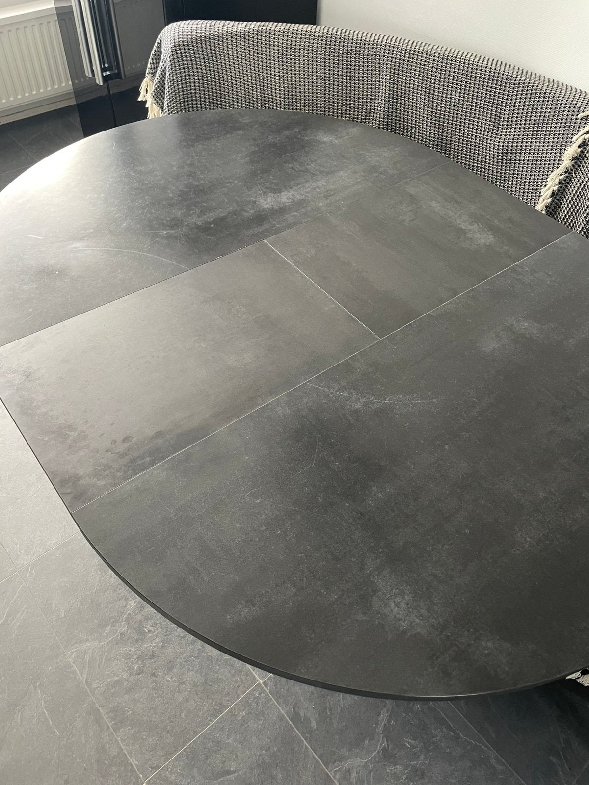 Eetkamertafel antraciet rond 130 -170 cm, Ophalen, Rechthoekig, 150 tot 200 cm, 50 tot 100 cm